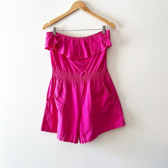 Vintage Wear-Abouts Ruffle One Piece Pink Barbiecore Strapless Romper Small - Picture 1 of 6